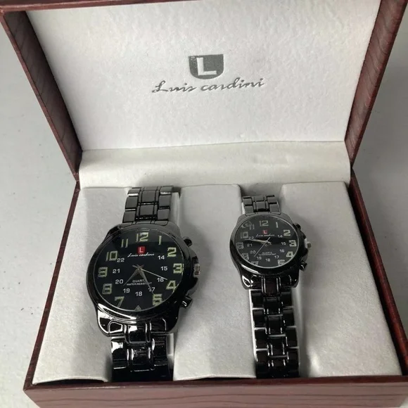 luis cardini Accessories Luis Cardini Watch Set Mens And Womans Pair Of Fine Watches Nib Black Poshmark
